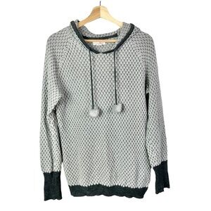 Shrinking Violet Gray Knit Pullover Hooded Sweatshirt L